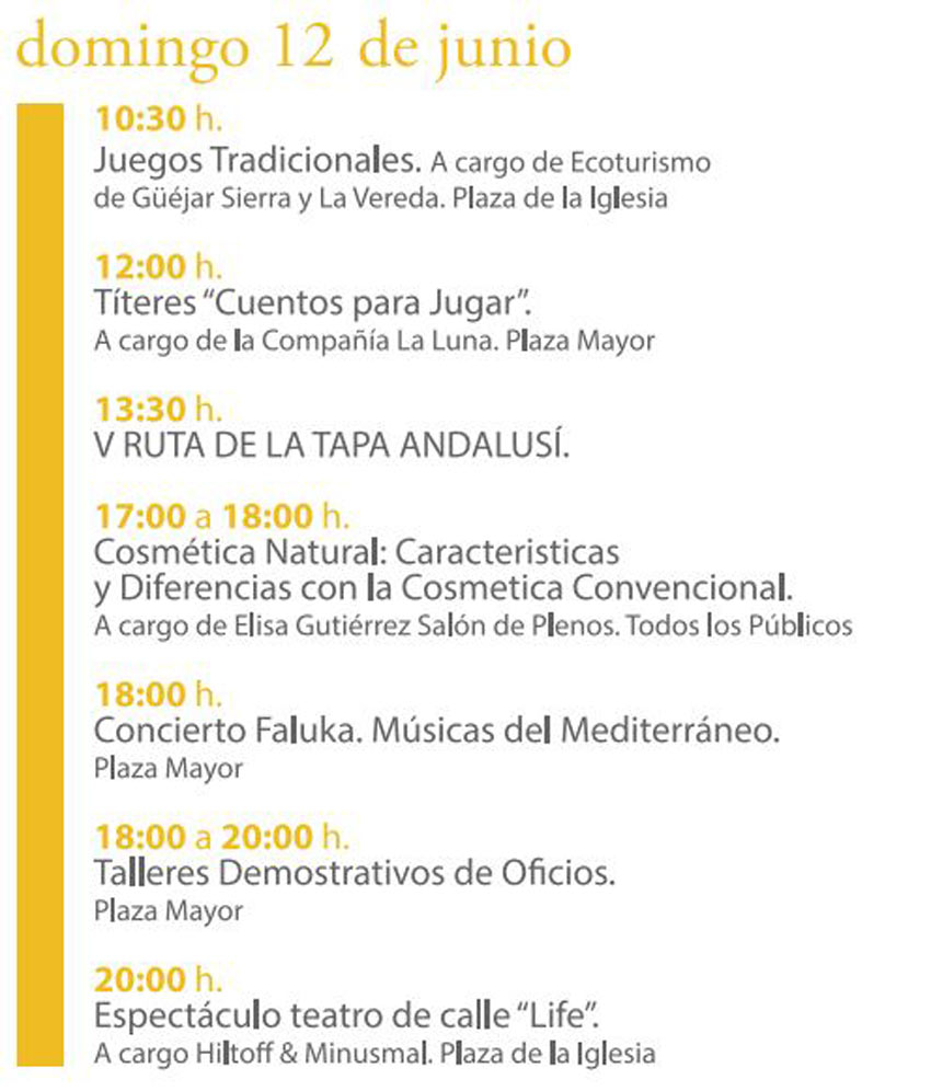 Programación Semana Cultural Güéjar Sierra Andalusí 2016